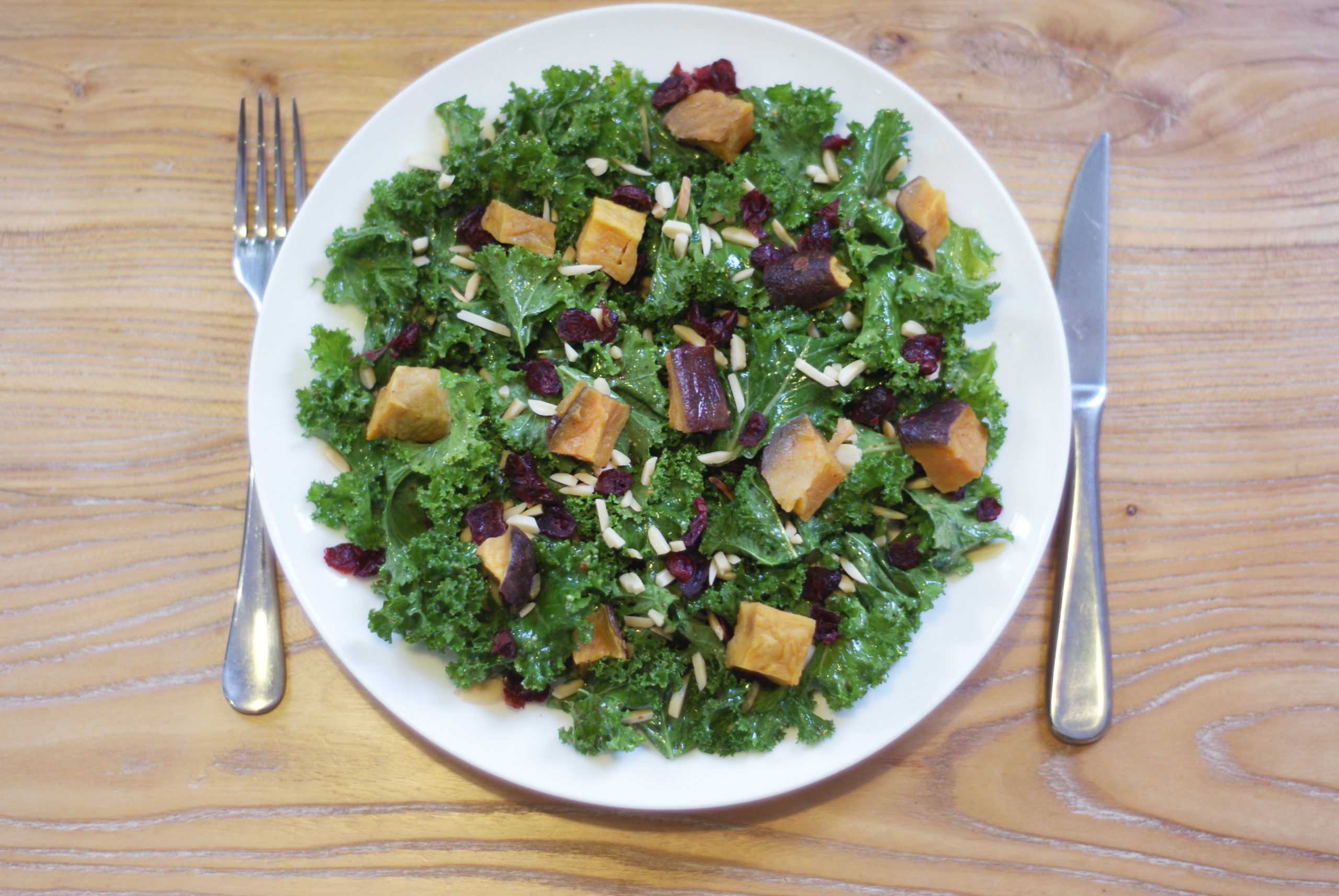 Sweet Potato Kale Salad with Agave Mustard Dressing